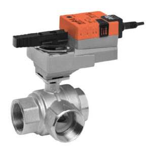 B332L+NRX24-3 Ball Valve,1.25",3 Way,34Cv,w/ Non-Spring,24V,Floating