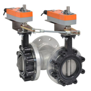 F765HD+2*AFX24-MFT-X1 Butterfly Valve,2.5",3 Way,196Cv,w/ Spring Return,24V,MFT
