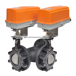 F780HD+2*GMCX24-3-T-X1 N4 Butterfly Valve,3",3 Way,302Cv, w/ Non-Spring,24V,Floating,NEMA 4