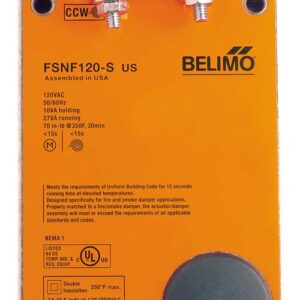 FSNF24-FC US Fire & Smoke Actuator, 70 in-lbs [8 Nm] from 32°F to 350°F [0°C to 177°C], Spring retur