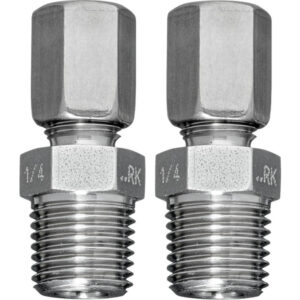 A-22WP-A05 pipe connector stainless steel, 2 pcs., Pipe 0.24" [6 mm] to 1/4" NPT (external thread)
