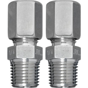 A-22WP-A09 pipe connector stainless steel, 2 pcs., Pipe 0.3" [8 mm] to 1/4" NPT (external thread)