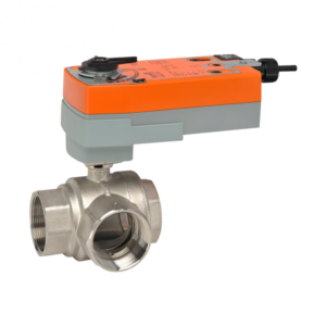B340L+AFRBUP Ball Valve,1.5" ,3 Way,57Cv,w/ Spring Return,24 -240V,On/Off