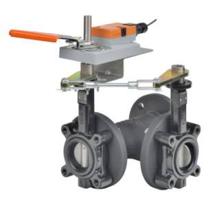 F780-150SHP+GMB24-3-X1 Butterfly Valve,3",3 Way,228Cv,w/ Non-Spring,24V,Floating