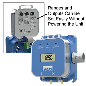 BA/ZPM-SR-ST-D-BB - Differential Air Pressure sensor, 0 to 5" WC or 1,250 PA, with static tube and d