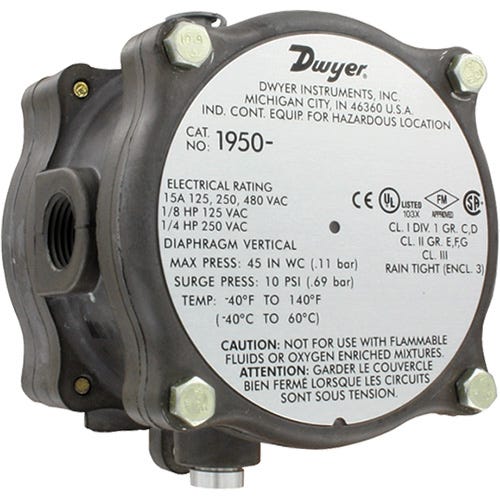 1950P82F Differential pressure switch, range 1.58 psid Engenuity