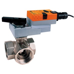 B320L+LRX24-MFT Ball Valve,0.75" ,3 Way,12.8Cv,w/ Non-Spring,24V,MFT