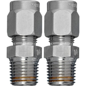 A-22WP-A07 pipe connector brass, 2 pcs., Pipe 0.3" [8 mm] to 1/4" NPT (external thread)