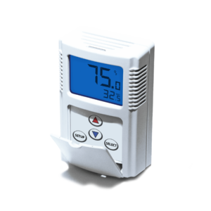 Microprocessor Based Sensor (RH & Temp) LCD, RH3%:4-20mA, 10,000 Ohm Thermistor (Type II), Deg F, Setpoint, Override