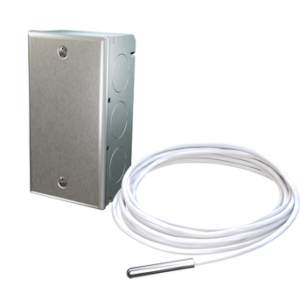 1,000 Ohm (Three Wires) RTD, 2" Freezer Probe 316 SS, Galvanized Enclosure, 10'