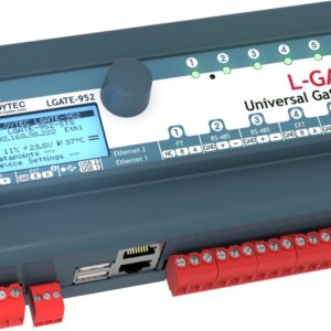 LGATE-952, Universal Gateway, BACnet/IP or MS/TP; LonMark IP852 or TP/FT-10; OPC XML-DA; Modbus TCP;