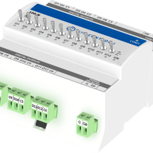 I/O module with Modbus RTU/ASCII or BACnet MSTP communication. 1xRS485, 12xDO. Power supply 24 V AC/DC.